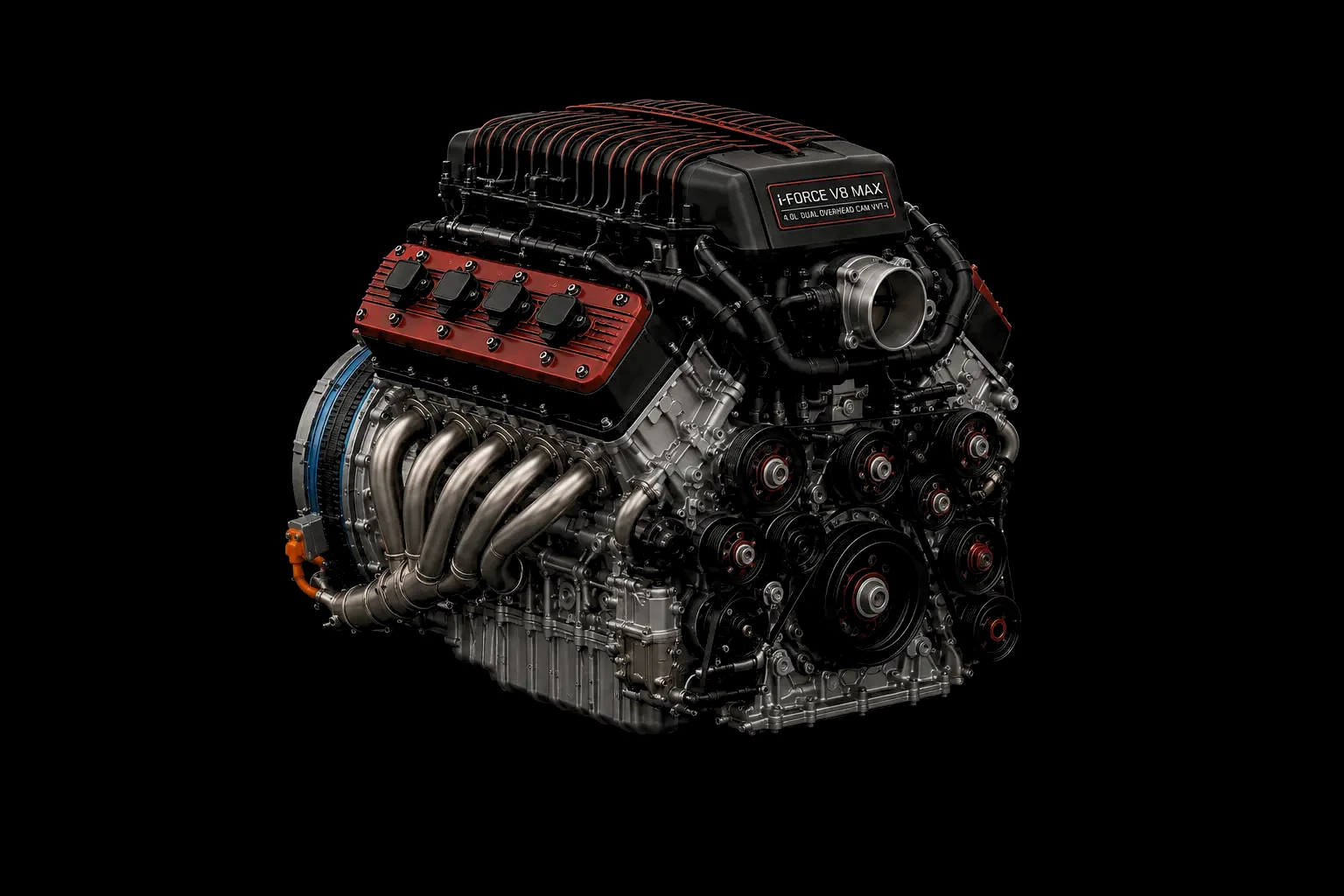 i-FORCE V8 MAX engine, rear three-quarter from the opposite side.