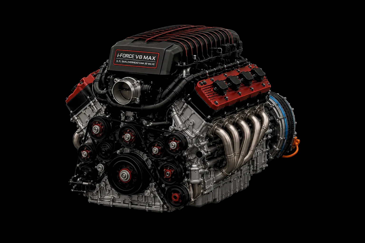 i-FORCE V8 MAX engine, front oblique from the opposite side.