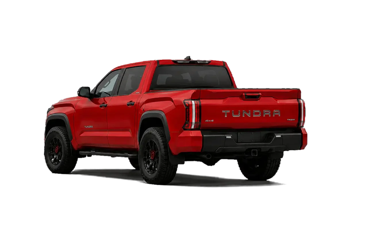 Rear three-quarter view of the Tundra HAMMER showing bed, tail lamps and rear suspension travel.