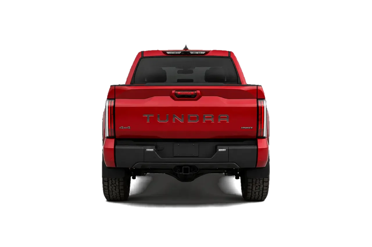 Close view of the Tundra HAMMER tailgate with embossed TUNDRA lettering and rear recovery points.